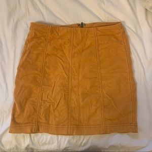 corduroy yellow high-waisted skirt
